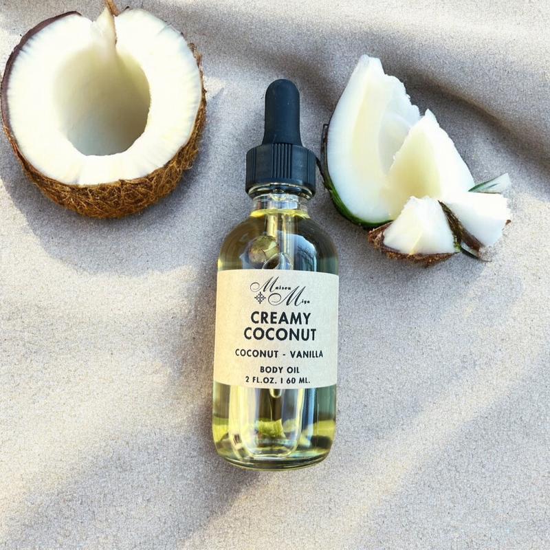 Creamy Coconut Body Oil, Moisturizing Massage Oil, Scented Oil For Soft Skin