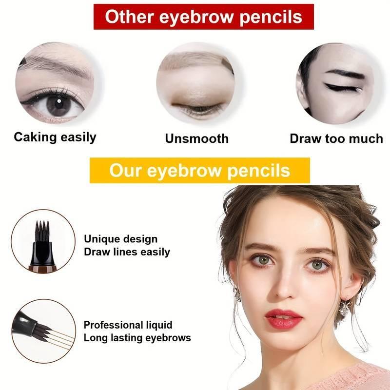 Waterproof EyebrowPen,MicrobladingÉyebrow Pencil With 4Split Head,Natural LookingBrowsMakeup ( 5Colors )