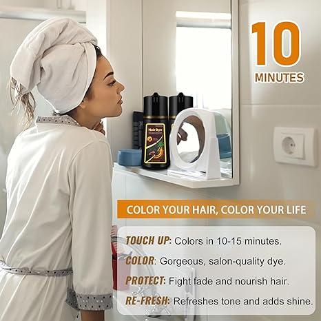 Dark Brown Color Shampoo 500ML-Instant 3 IN 1 Formula for Gray  - Long Lasting, Safe&Easy to Use for Women&Men hair dye Haircare