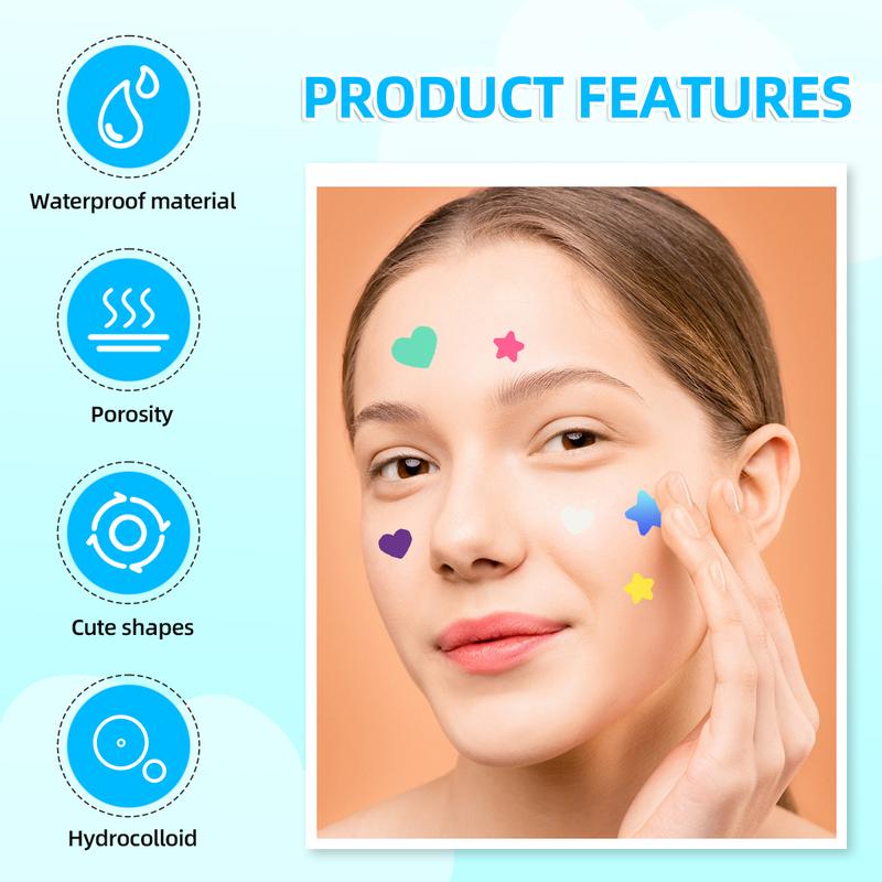 Pimple Patches for Face, Hydrocolloid Acne Patches, Cute Round Shape Zit Covers, Spot Stickers with Tea Tree, Salicylic Acid & Cica Oil 2 Sizes  Love Patch (216pcs) and Star Patch (240pcs) Count  Skincare Clear Skin Repair