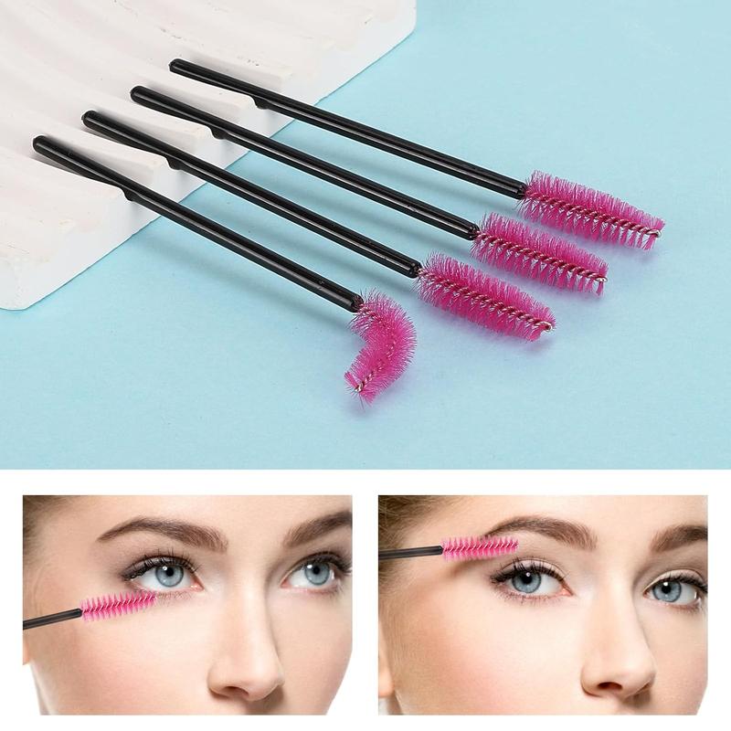 Christmas Sale - 50 Pcs Disposable Mascara Wands, Crystal Eyebrow Spoolies Brush for Eyelash Extensions, Pink Eye Lash and Makeup Brush.