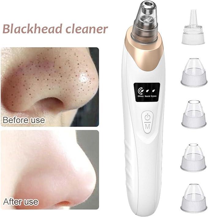 Blackhead Remover Pore Vacuum Kit - 2024 Upgraded Blackhead Extractor Tool with 3 Adjustable Suction Levels, 5 Probes, USB Rechargeable, Suitable for Women and Men Facial Blackhead Removal Cleansing Comfort Gentle