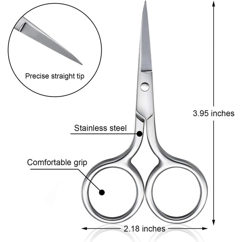 3 Pack Small Nose Scissors Facial Hair Scissors Mini Beauty Scissors Stainless Steel Trimming Pointed Scissor for Grooming Eyebrows, Nose, Mustache, Beard