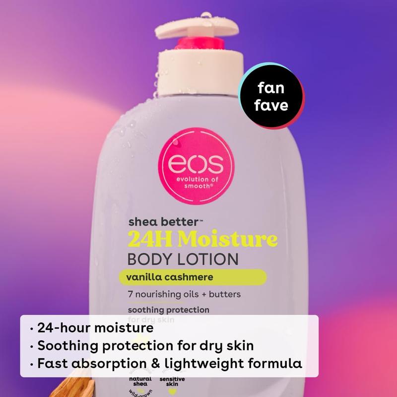  eos Shea Better Body Lotion for Dry Skin, Vanilla Cashmere, 16 fl oz - Hydrating Formula with Shea Butter and Oils.