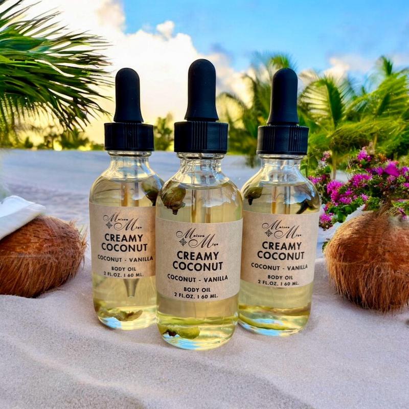 Creamy Coconut Body Oil, Moisturizing Massage Oil, Scented Oil For Soft Skin