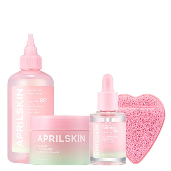 [APRILSKIN Official] 19M Prime Jejudo Pink Aloe Calming Glass Skin Set| Soothing & Irritated cares | Daily Glass Glow Skin | K-beauty