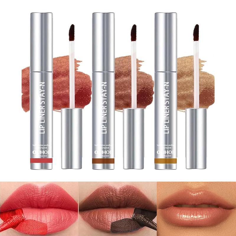 [$16.99 Get 3 Pack] Lip Liner Peel Off Lip Liner Stain, Long Wear Tattoo Lip Liner, Stain with Matte Finish, Long Lasting, Waterproof, Transfer-proof