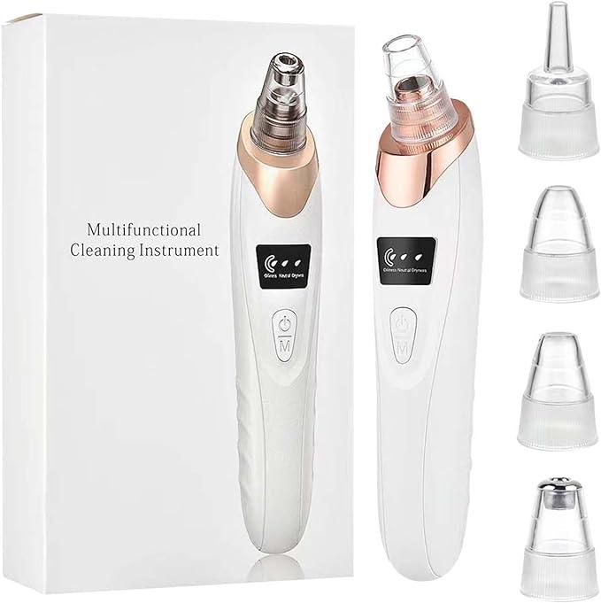 Blackhead Remover Pore Vacuum Kit - 2024 Upgraded Blackhead Extractor Tool with 3 Adjustable Suction Levels, 5 Probes, USB Rechargeable, Suitable for Women and Men Facial Blackhead Removal Cleansing Comfort Gentle