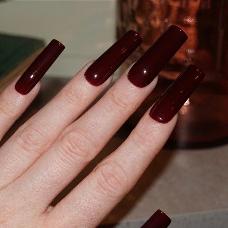 Wine Red Press on Nails | Dark Red nails, opi gel nails