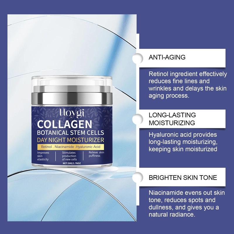 Collagen Day & Night Face Cream, 2 Counts set Hydrating Brightening Face Cream, Moisturizing Skin Care Cream, Face Lotion for Women & Men