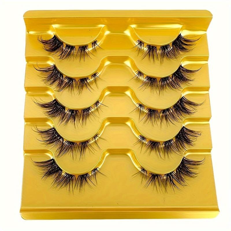 Cross Cluster False Eyelashes for Lashes Extension, 5 Pairs set Natural Curling 3D Faux Lashes, Eyelashes Extension Kit, Eye Makeup Enhancement Products for Women & Girls, Natural False Lashes, Makeup Products