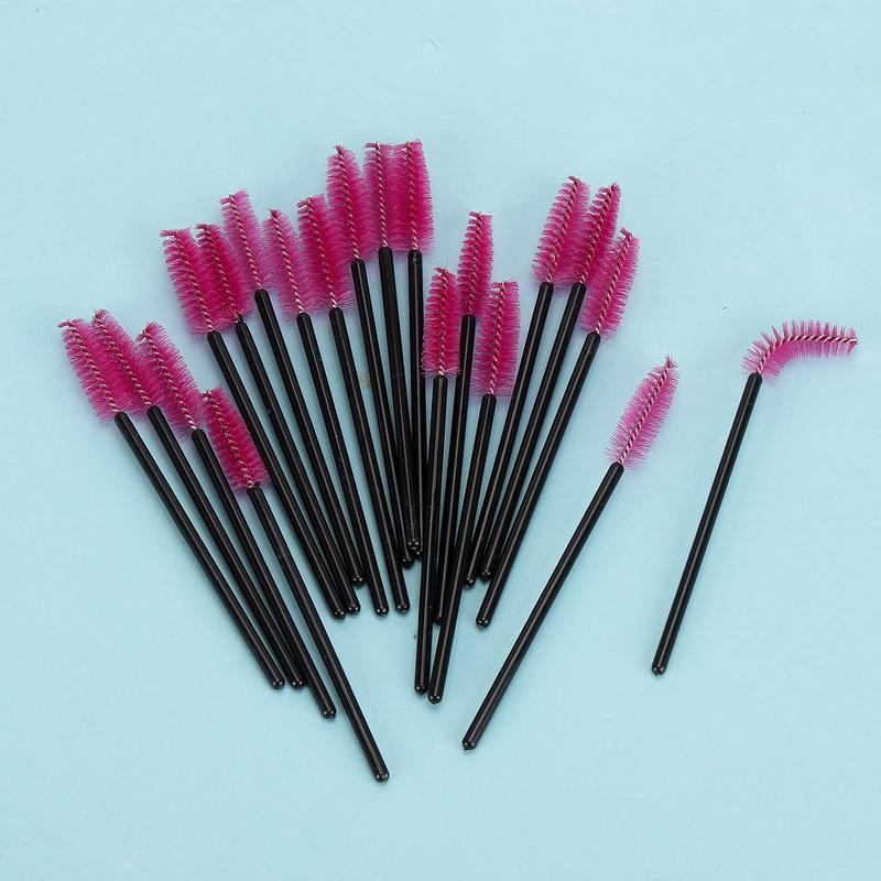 Christmas Sale - 50 Pcs Disposable Mascara Wands, Crystal Eyebrow Spoolies Brush for Eyelash Extensions, Pink Eye Lash and Makeup Brush.