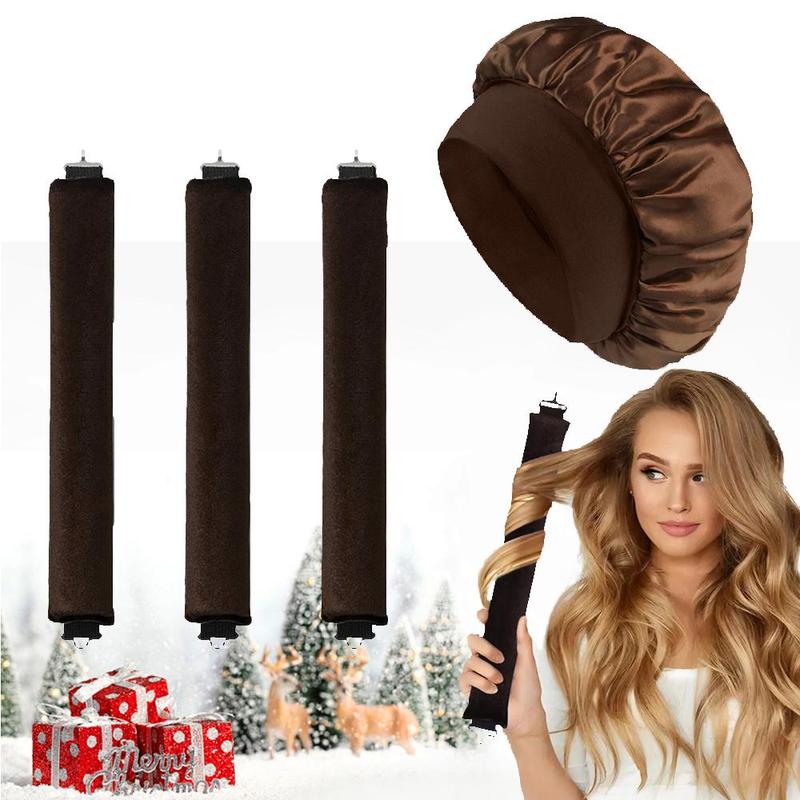 Heatless Hair Curler Set, 4 Counts set Hair Curler & Hair Cap, Professional Hair Styling Tool for Women & Girls, Christmas Gift