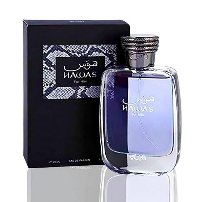 Rasasi Hawas for Him Eau De Parfum Spray 3.4 Oz for Men - Woody Fragrance with Cinnamon, Bergamot, and Pineapple Notes