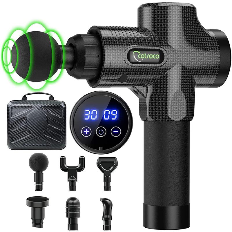 Cotsoco Percussion Massage Gun LCD Display 30 Speed, Super Quiet Electric Sport Muscle Massager Comfort