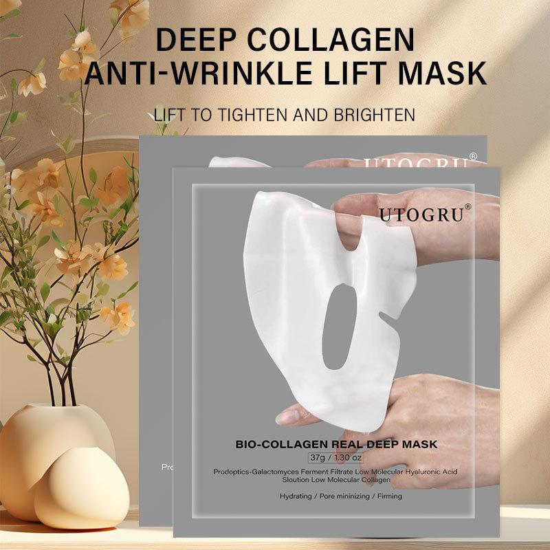 12PCS UTOGRU Deep Collagen Power Boosting Mask White Transparent Split Mask The Original Overnight  Deep Collagen Mask Collagen Hydrating Facial Mask Set