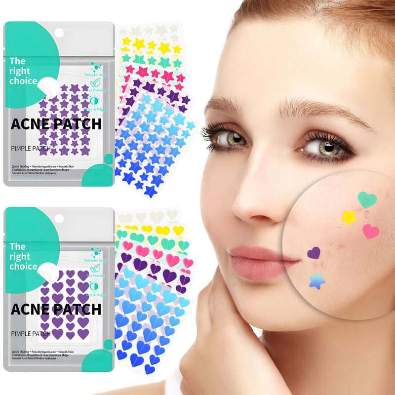 Pimple Patches for Face, Hydrocolloid Acne Patches, Cute Round Shape Zit Covers, Spot Stickers with Tea Tree, Salicylic Acid & Cica Oil 2 Sizes  Love Patch (216pcs) and Star Patch (240pcs) Count  Skincare Clear Skin Repair