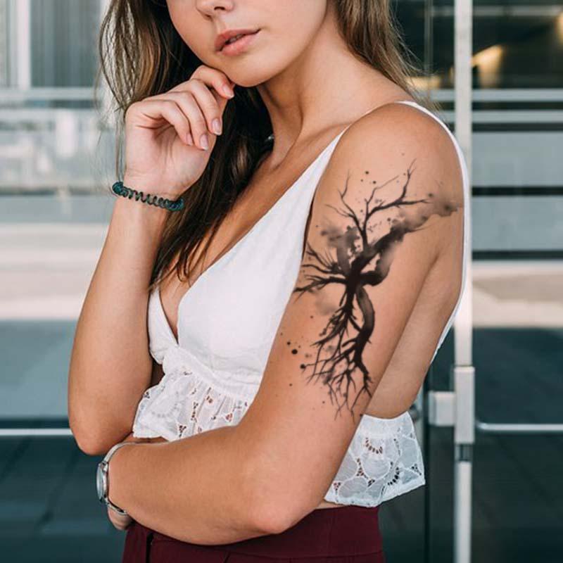 Tree Branch Pattern Temporary Tattoo Sticker, 2pcs set Waterproof Body Art Sticker for Women & Men, Skin-friendly Material Temporary Tattoo Sticker