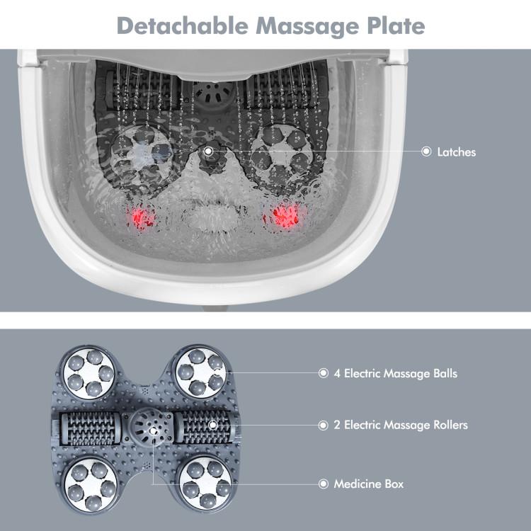 Costway - Foot Spa Bath Massager w Heat, Water Shower Adjustable in Angles, Motorized Shiatsu Massage Balls & 2 Maize Rollers, Time & Temper Control, LED Display, Home Pedicure Foot Bath Tub