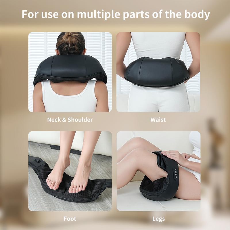 Shiatsu Neck and Back Massager with Soothing Heat, Electric Deep Tissue 3D Kneading Massage Pillow for Shoulder, Leg, and Body Muscle Pain Relief, Suitable for Home, Office, and Car Use.