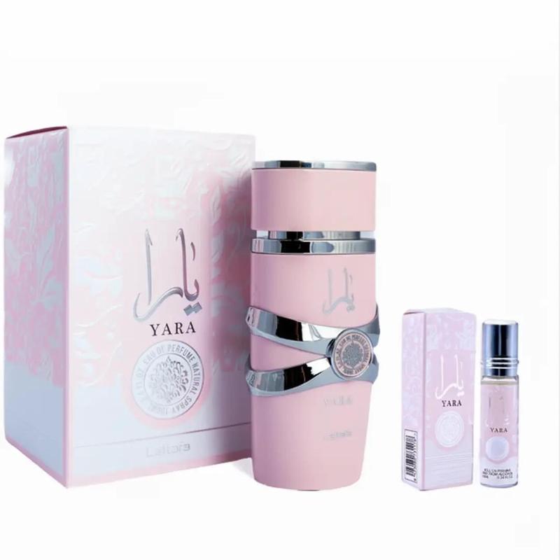 Lattafa Perfumes {2 Pc Set} Yara for women - 3.4 oz (100ml) & Yara Oil - 0.34 oz (10ml)