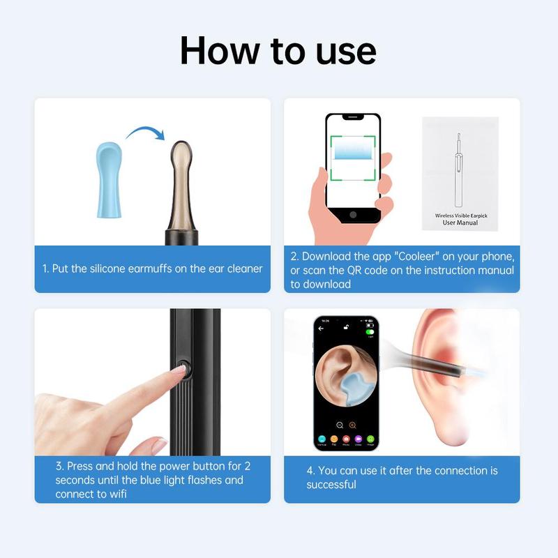 Smart Visual Ear Cleaner, Wireless Earwax Cleaner, Ear Wax Removal Tool, High-definition   Ear Cleaning Spoon, Ear Wax Cleaning Tool for Adults