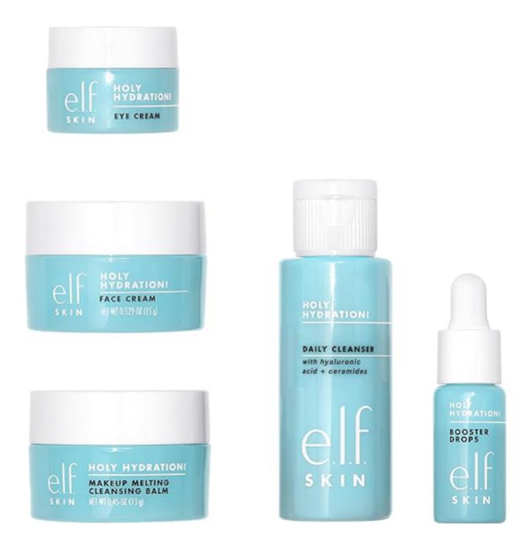 E.l.f. SKIN Hydrated Ever After Skincare Mini Kit - Cleanser, Makeup Remover, Moisturiser & Eye Cream for Skin Repair and Moisture Comfort