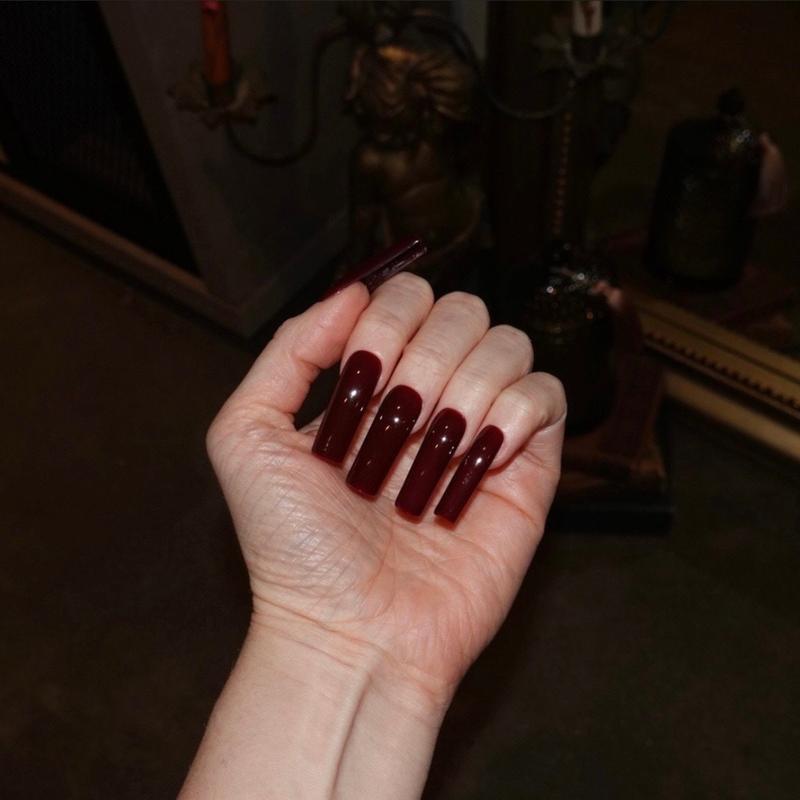 Wine Red Press on Nails | Dark Red nails, opi gel nails