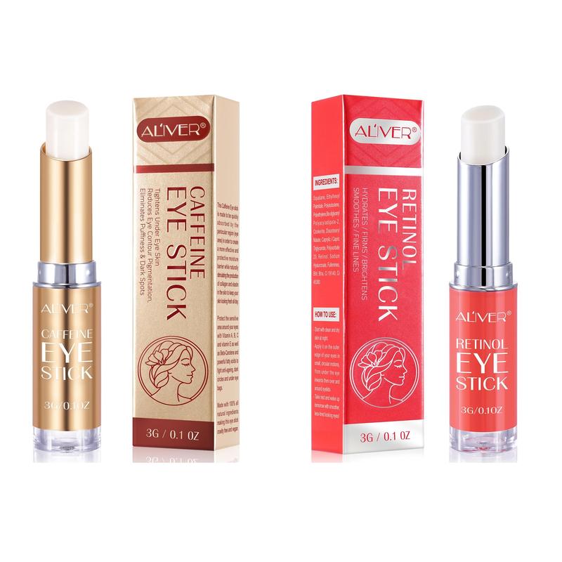 Caffeine & Retinol Eye Care Stick Set, 2 Counts Moisturizing Eye Sticks for Reducing The Look Of Dark Circle, Eye Care Product for Women & Men