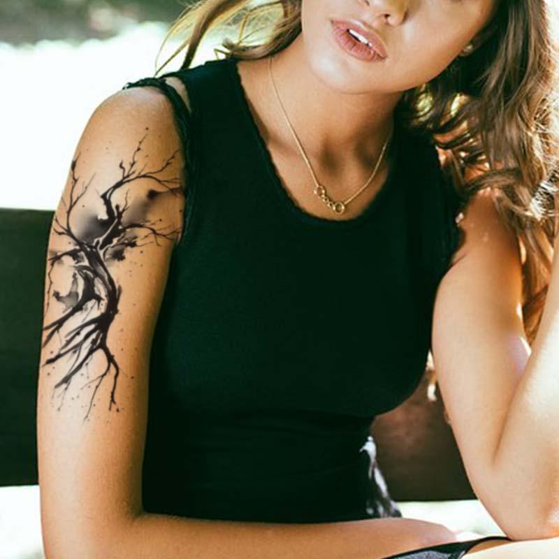 Tree Branch Pattern Temporary Tattoo Sticker, 2pcs set Waterproof Body Art Sticker for Women & Men, Skin-friendly Material Temporary Tattoo Sticker