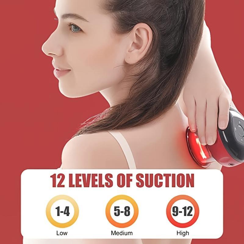 12-speed Intelligent Vacuum Cupping & Scraping Instrument, Intelligent Electric Breathing Heating Cupping Massager, Cordless Large Suction Heat Suction Machine, Christmas Gift