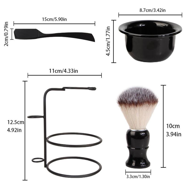 Men's Manual Razor Set, Including Razor, Soft Bristles Beard Brush, Shaving Bowl, Face Shaving Tool Holder, Gentle Face Shaving Tool, Professional Men's Care Products