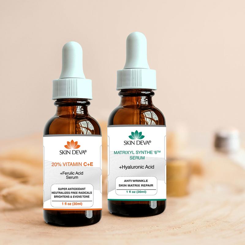 Skin Deva Vitamin C E Serum and Matrixyl Synthe 6 Serum Moisture Skincare - Targets Aging Signs, Diminishes Fine Lines and Wrinkles