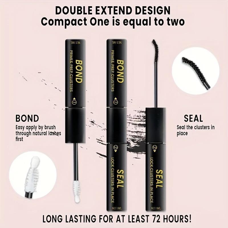 2 in 1 Waterproof Eyelashes Glue Bond and Seal (2pcs set), Long Lasting Eyelash Glue, Strong Hold Lash Glue for DIY Eyelashes Extensions, Eye Makeup Tool for Women & Girls