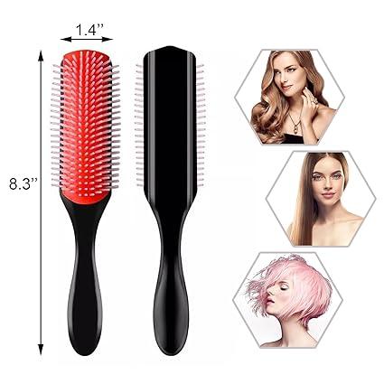 [Grab it Now] Hair Brush for Women Men Curly Wet or Dry Hair Classic Detangling Brushes 9 Row for Natural Thick Hair, Blow Styling Separating, Shaping Defining Curls Tools Travel Bristle Hairbrush purple hair brushes & combs heatless styling tools Handy