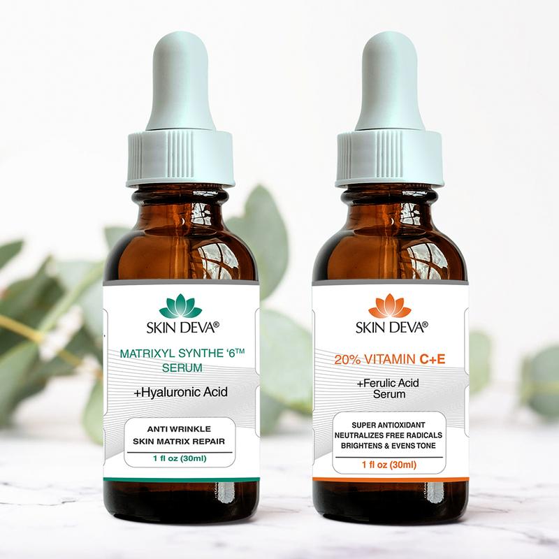 Skin Deva Vitamin C E Serum and Matrixyl Synthe 6 Serum Moisture Skincare - Targets Aging Signs, Diminishes Fine Lines and Wrinkles