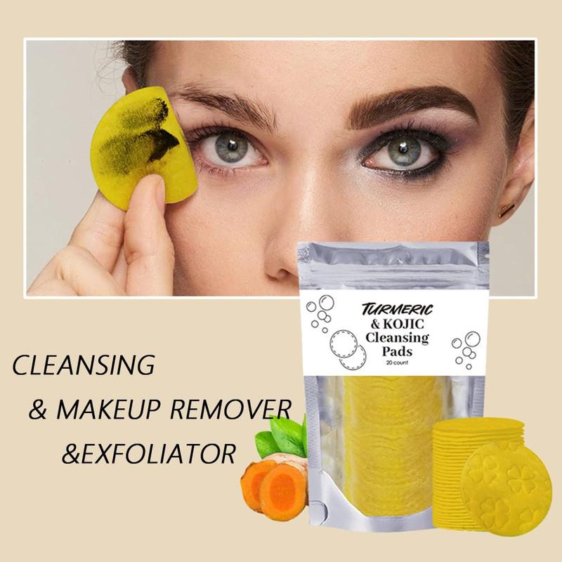 HECMOKS 20 40 Pack Kojic Acid Turmeric Cleansing Pads,Helps Balance Skin Oil And Water, Gentle & Non-Irritating brightening oil free facial cleansers