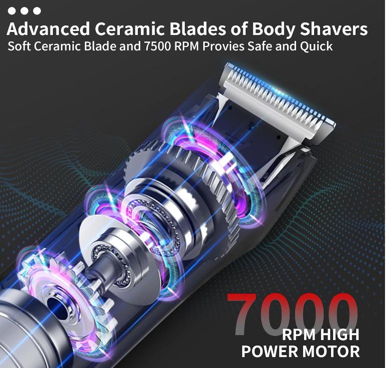 Electric Pubic Trimmer Hair Groomer: Body Shavers for Men - Waterproof Ball Grooming Kit - Mens Groin Trimmers with LED Light Cordless Gift Comfort