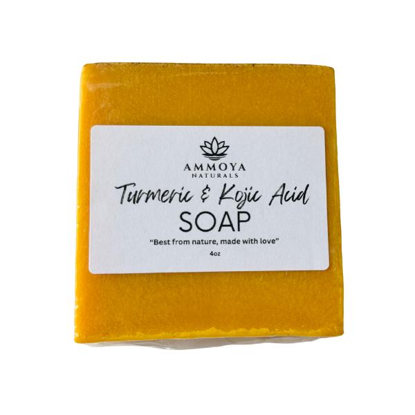 Ammoya Naturals Turmeric and Kojic Acid Soap and African Net Sponge For Face and Body Care