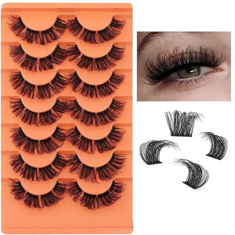 Individual False Eyelashes, Natural Look Eyelash Extensions, Separated Lash Clusters, Easy To Apply At Home, Russian Lash Artist Lashes, Portable Cosmetic Gift for Women Back To School, Christmas Gift