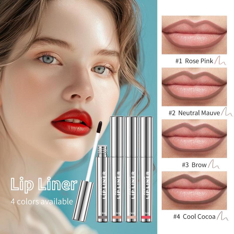 Long Lasting Peel Off Matte Lip Liner, 4 Counts set Waterproof Lip Stain, Lip Makeup Tool for Women & Girls, Cosmetic Lipliner, Lip Marker, Christmas Gift