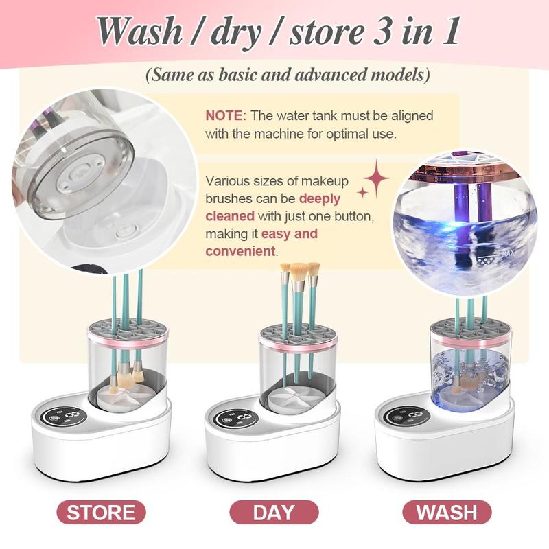 Electric Makeup Brush Cleaner & Cleaning Solution Set, UV Light Makeup Brush Cleaning Machine, Deep Cleaning & Air-dry Functions, USB Powered, Christmas Gift