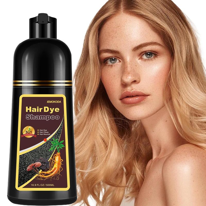 Instant 3-in-1 Blonde Brown Hair Dye Shampoo, 16.9 FL Oz, Semi-Permanent Hair Dye, Ammonia-Free, Long-lasting Color, Natural Plant Type Haircare