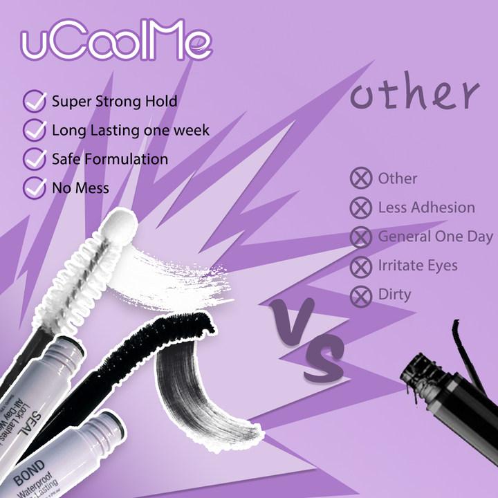 uCoolMe Lash Bond & Seal & Remover for Lash Clusters Latex-Free | Waterproof Long-Lasting for Sensitive Eyes 15ML Makeup Mascara Cosmetic Pool-proof rainy day proof