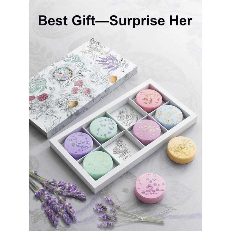 Shower Steamers  Stocking Stuffers 8 Scents, Christmas Gifts for Women Elegant Packaging Birthdays Gifts for Mom, Lavender Natural Essential Oil Home