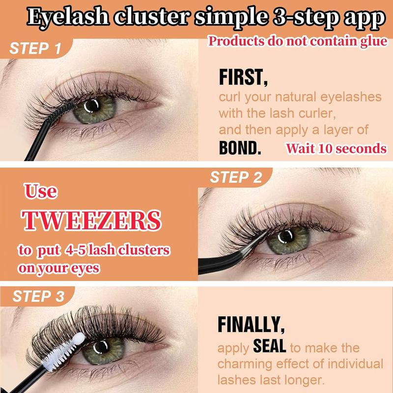 Individual False Eyelashes, Natural Look Eyelash Extensions, Separated Lash Clusters, Easy To Apply At Home, Russian Lash Artist Lashes, Portable Cosmetic Gift for Women Back To School, Christmas Gift