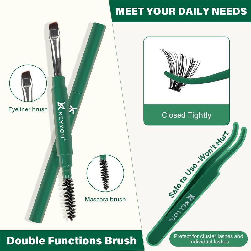 Individual False Eyelashes with Eyelash Bond & Sealing & Lash Remover & Portable Eyelash Brush Angled Brow Brush & Double Ended Lash Comb Tweezers, Christmas Gift, Christmas