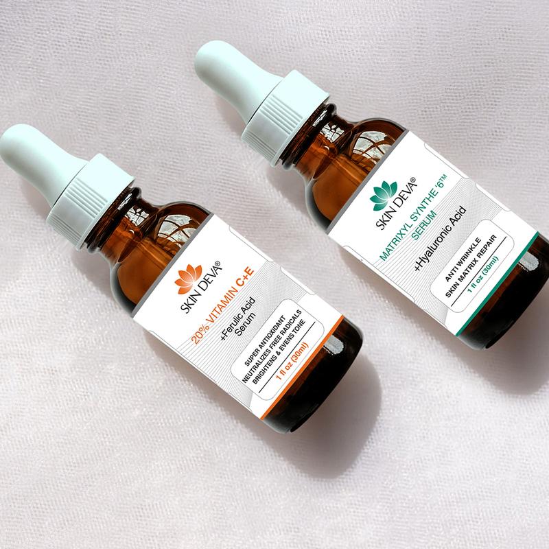 Skin Deva Vitamin C E Serum and Matrixyl Synthe 6 Serum Moisture Skincare - Targets Aging Signs, Diminishes Fine Lines and Wrinkles