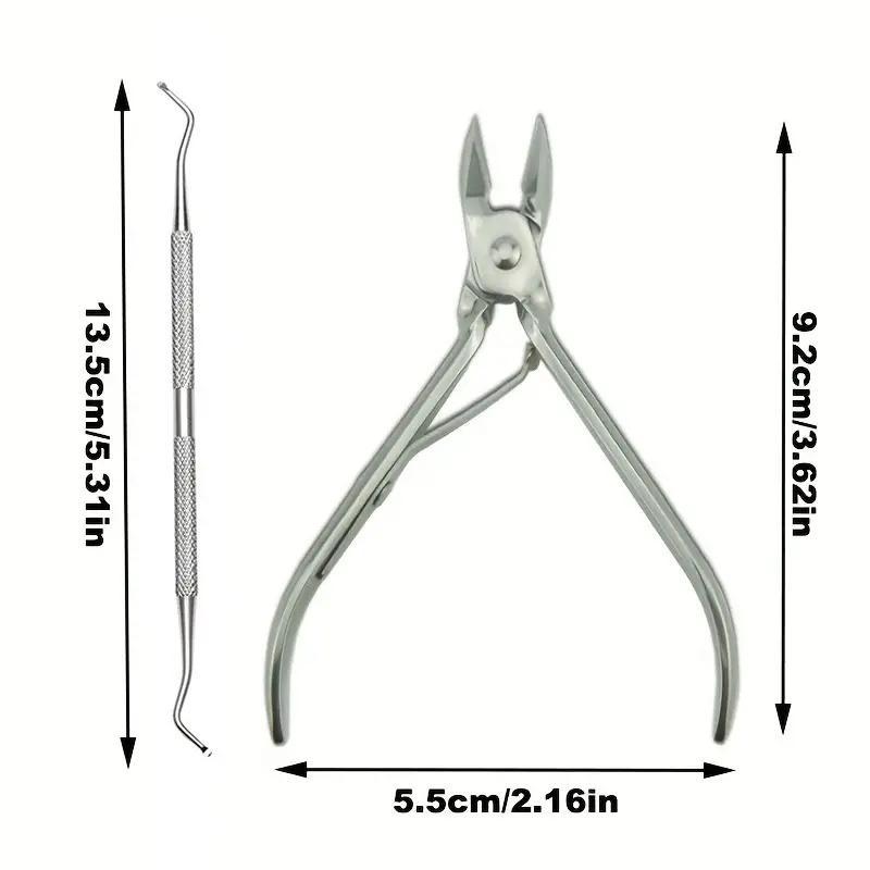 Ingrown Toe Nail Correction Nippers & Clipper Cutters, 2 Counts Dead Skin Dirt Remover, Paronychia Podiatry Pedicure Care Tool, Christmas Gift