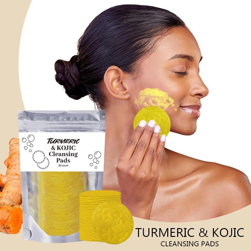 HECMOKS 20 40 Pack Kojic Acid Turmeric Cleansing Pads,Helps Balance Skin Oil And Water, Gentle & Non-Irritating brightening oil free facial cleansers